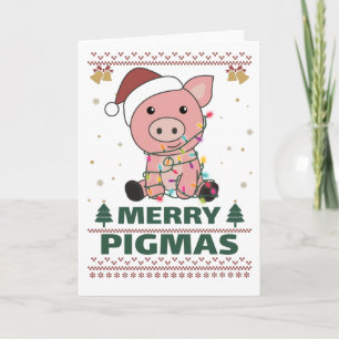 Feliz Porcmas Piada de Porco Natal Cartão de Natal