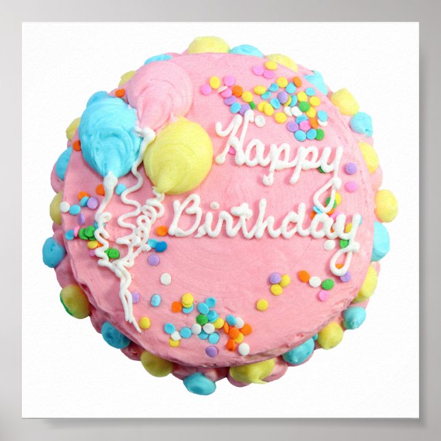 Feliz Poster de Bolo de Aniversário (Frente)
