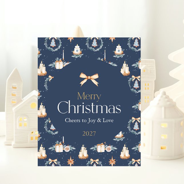 Feliz Poster de Natal com Arco Dourado de Aquarela (Criador carregado)