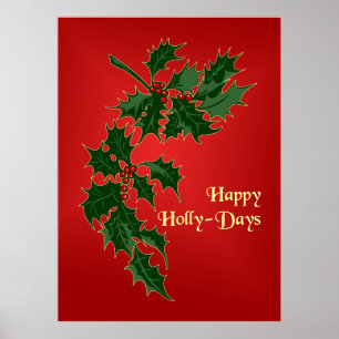 Feliz Poster de Natal Holly-Days