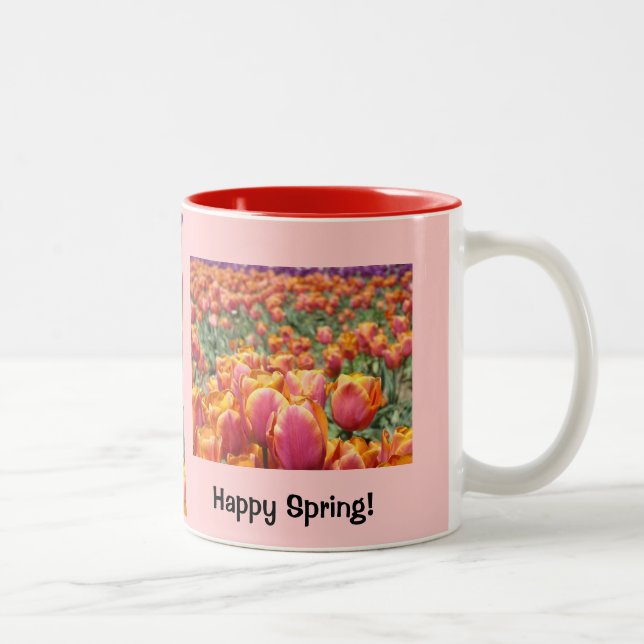 Feliz Primavera! Tulipas Rosa Canecas de Café Tuli (Direita)