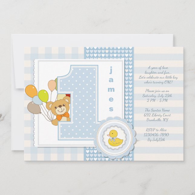 Feliz Primeiro Convite de Aniversário (Frente)