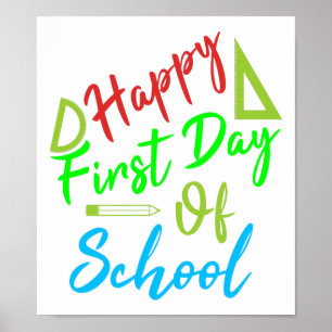 Feliz primeiro dia de escola - de volta à Poster e