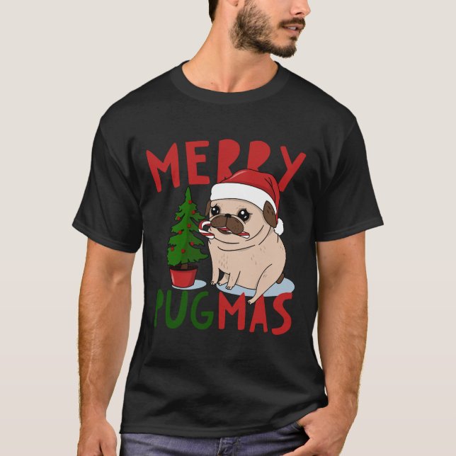 Feliz Pugmas Enxuca Natal Clássica T-Shirt 5 (Frente)