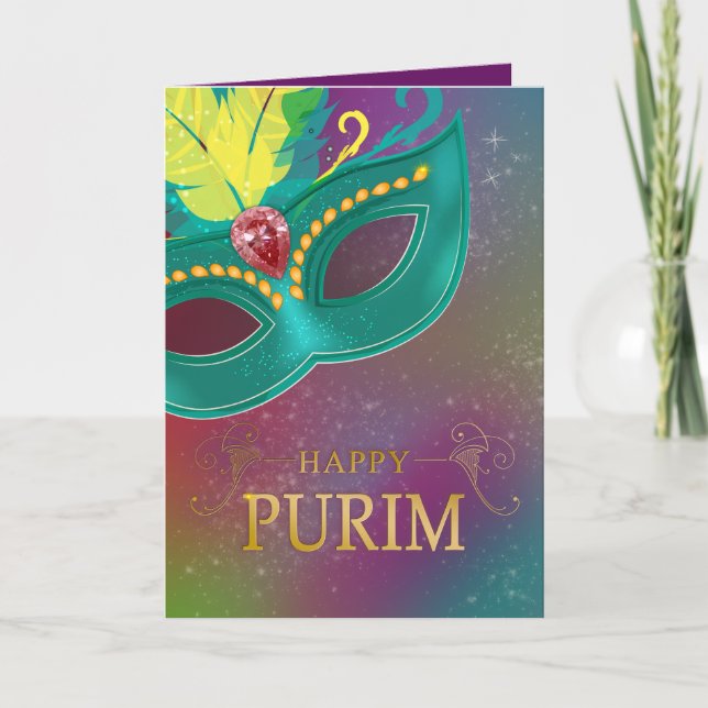 Feliz Purim - Cartão de Férias Judaicas Chag Purim (Frente)