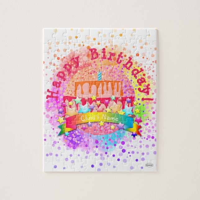 Feliz Quebra-cabeça de Bolo de Aniversário - HAMbW (Vertical)