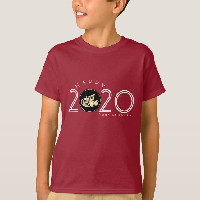 Feliz Rato Chinês Ano Novo 2020 Crianças T-shirt 2 (Frente)