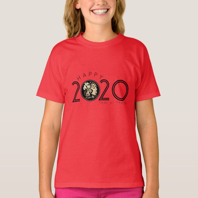 Feliz Rato Chinês Ano Novo 2020 Crianças T-shirt 3 (Frente)