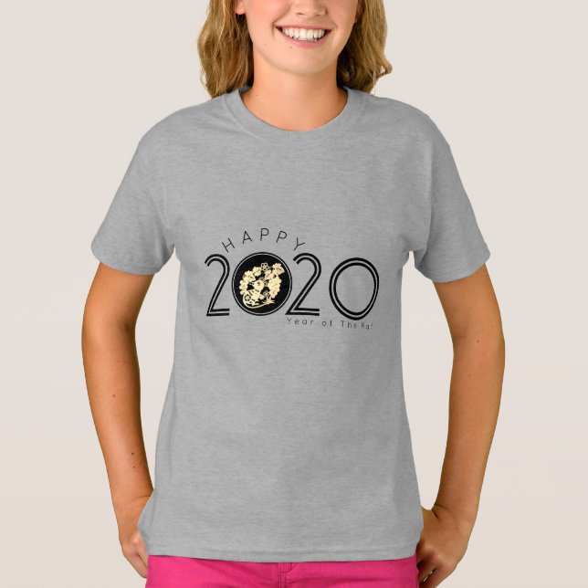 Feliz Rato Chinês Ano Novo 2020 Crianças T-shirt 4 (Frente)