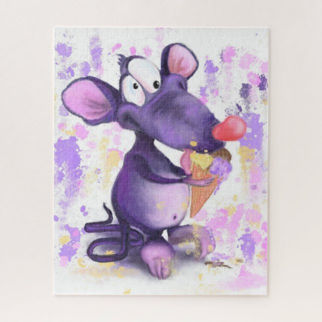 Feliz Rato Comendo Quebra-cabeça Sorvete - Engraça (Vertical)