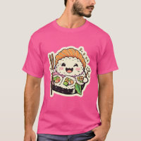 Feliz Roll Sushi - Camiseta de Foodie Bonita e Jog