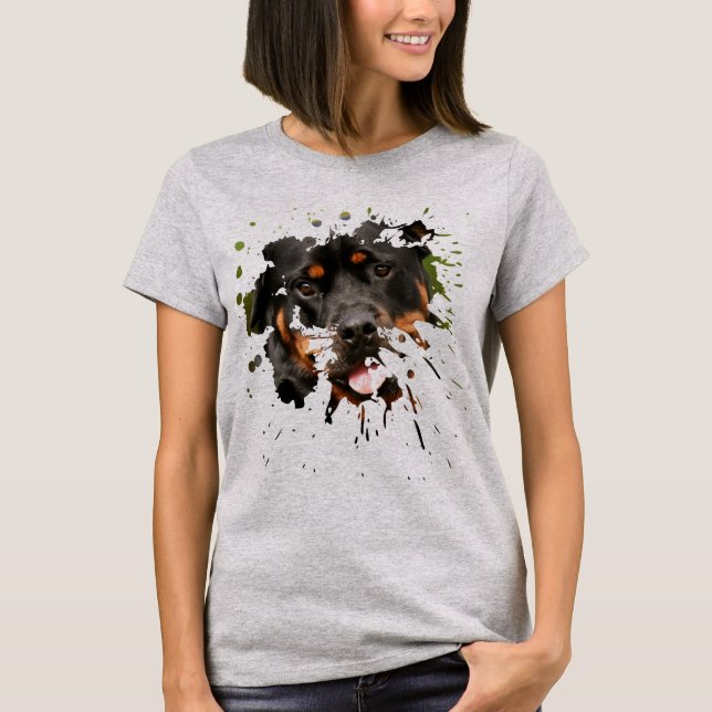 Feliz Rottweiler Fecho de T-Shirt (Frente)