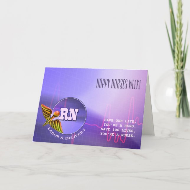 Feliz Semana das Enfermeiras. Cartão de Caduceus M (Frente)