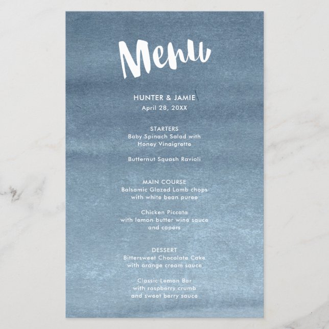 Feliz Sempre Após O Menu De Casamento De Cor De Ág (Frente)