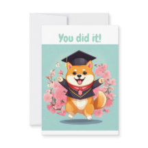 feliz shiba inu se formando - cartão de graduação