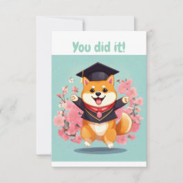 feliz shiba inu se formando - cartão de graduação