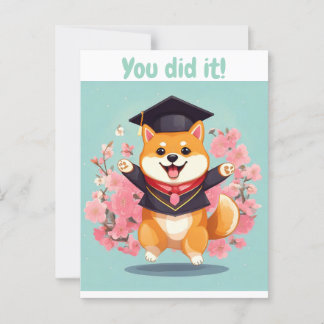 feliz shiba inu se formando - cartão de graduação