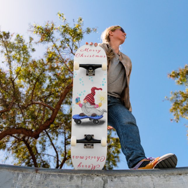 Feliz Skater Gnomo com presentes no skate Natal (Ao ar livre 1)