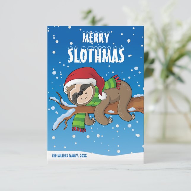 Feliz Slothmas, Cartão de Natal de Preguiça, (Em pé/Frente)