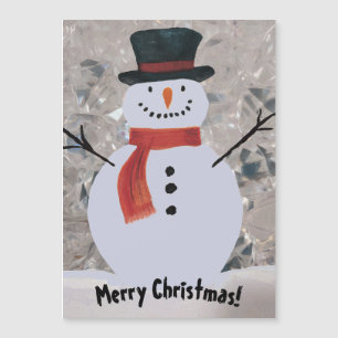 Feliz Snowman Com Cartão Magnético Scarf