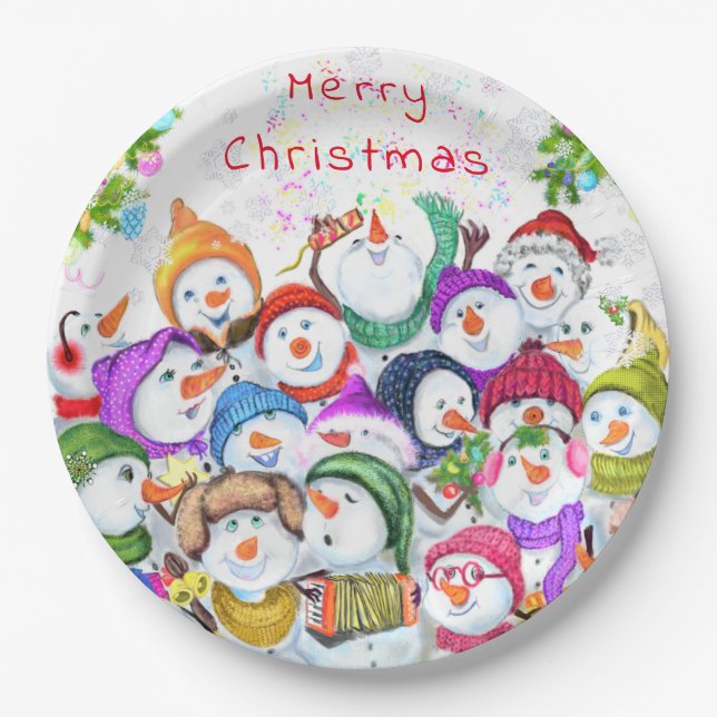 Feliz Snowmans - Pratos de Natal (Frente)