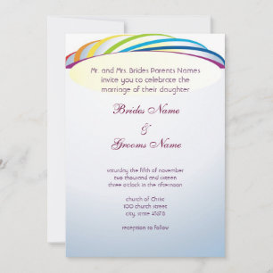 Feliz sob o convite do Casamento Rainbow