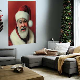 Feliz sorriso Papai Noel AI Art Poster