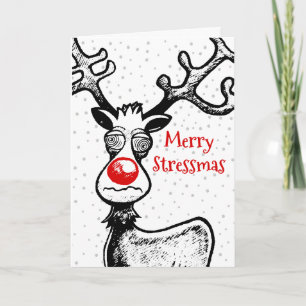 Feliz Stressmas Cartões de foto de Natal Rudolph