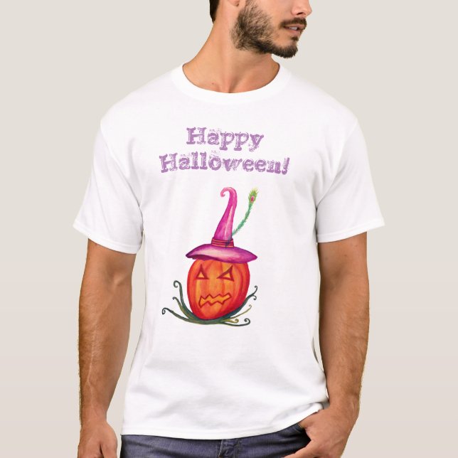 Feliz t-shirt da bruxa de abóbora (Frente)