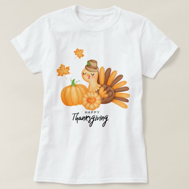 Feliz T-Shirt de Ação de Graças (Frente do Design)