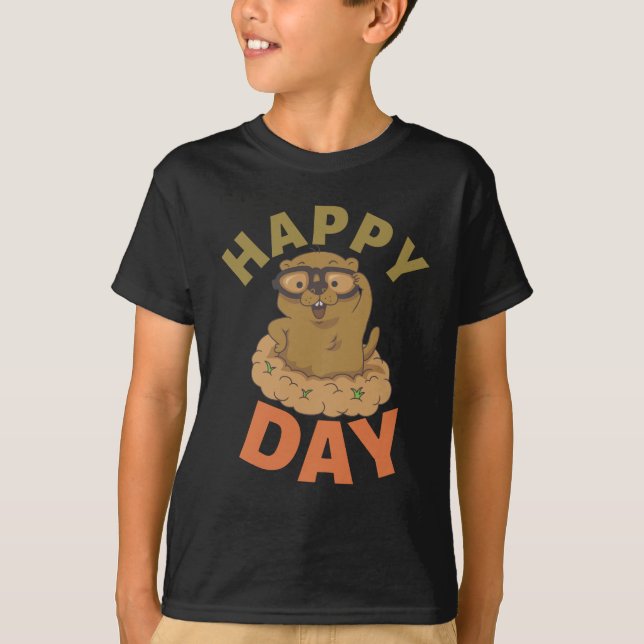 Feliz T-Shirt do Dia de Marmota (Frente)
