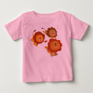 Feliz Trio de Cartoons Bonitos Leões Camiseta Bebê