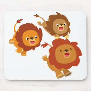 Feliz Trio de Cartoons Bonitos Lions Mousepad