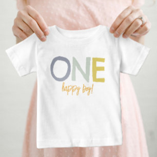 Feliz um aniversário menino Camiseta Colorida Mode