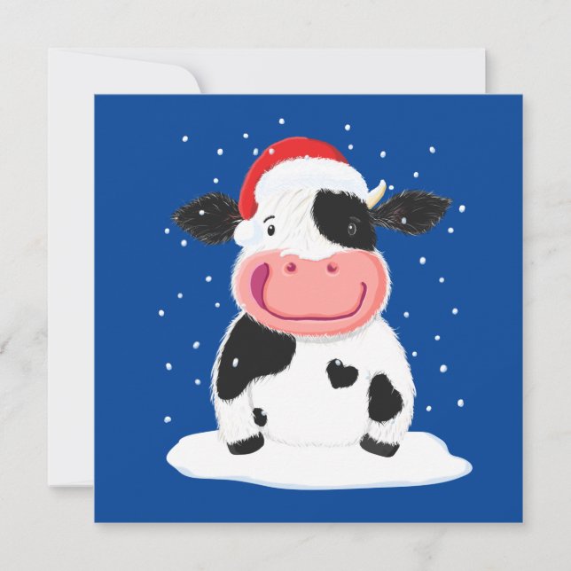 Feliz Vaca De Holstein Na Neve De Natal (Frente)
