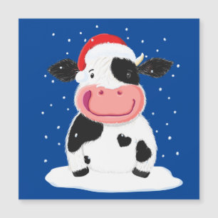Feliz Vaca De Holstein Na Neve De Natal
