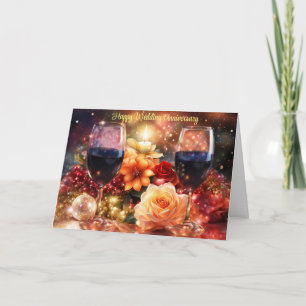 Feliz Vinho Casado Aniversário Belo Cartão