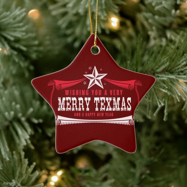 Feliz Vintage do Texas Star Enfeites de natal (Árvore)