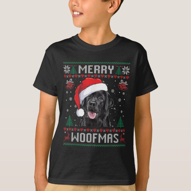 Feliz Woofmas Suéter Feio Black Lab Labrador Crri (Frente)