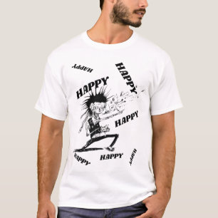 FELIZ ZOMBIE, T-SHIRT BRANCO DE HOMENS
