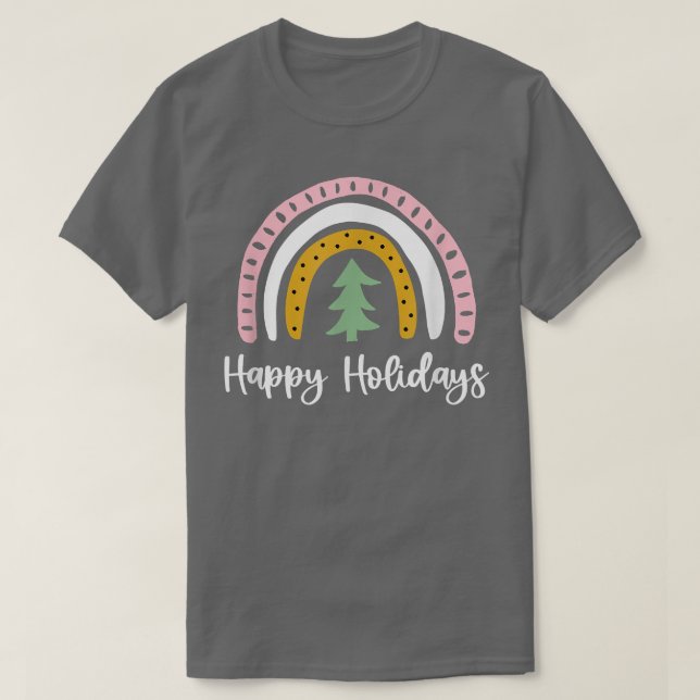 Felizes Feriados Árvore de Natal Rainbow T-Shirt (Frente do Design)