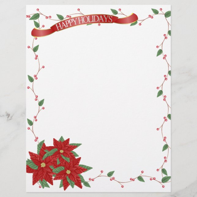 Felizes Feriados Poinsettia Letterhead (Frente)