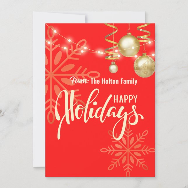 Felizes festas Anúncio personalizado de Natal verm (Frente)