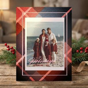 Felizes Festas cartão postal de foto da família Mo