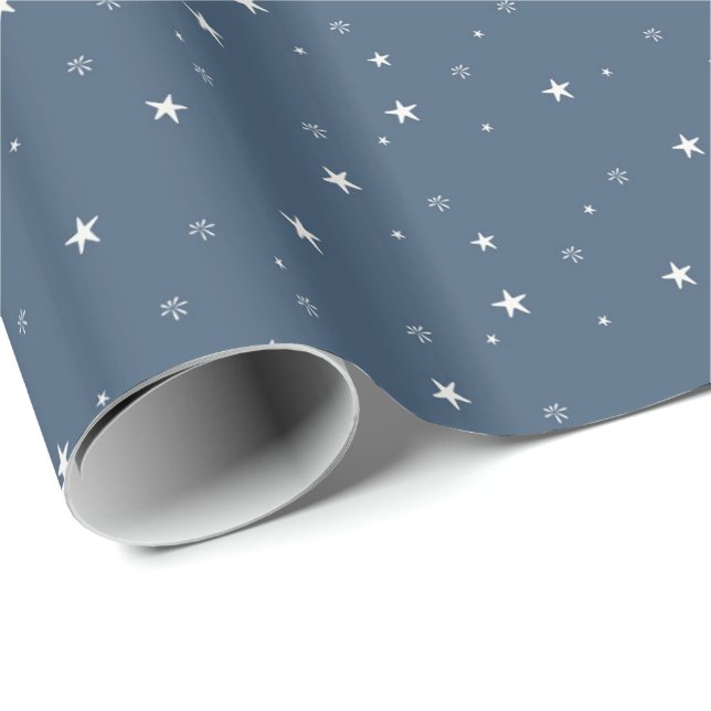 Felizes Festas Estrelas Brancas Papel de Embrulho (Ponta do rolo)