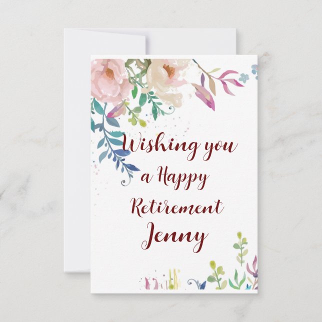 Felizes Parabéns de aposentadoria desejo floral (Frente)