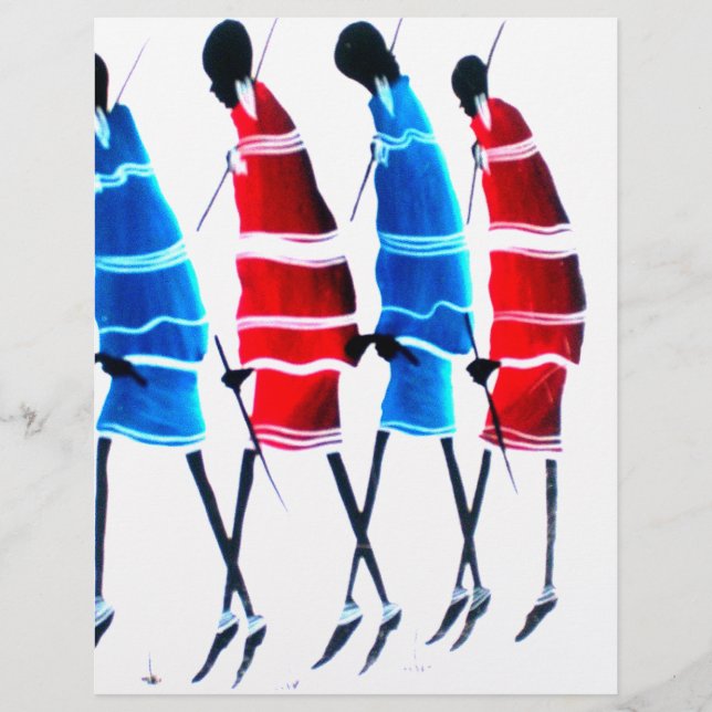 Felizes Pessoas Maasai Guerreiros Andando Impressã (Frente)