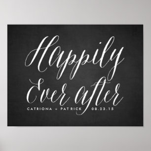 Felizmente Depois Da Poster De Casamento De Chalkb