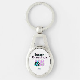 Felpudos de Bunny Oval Metal Chaveiro