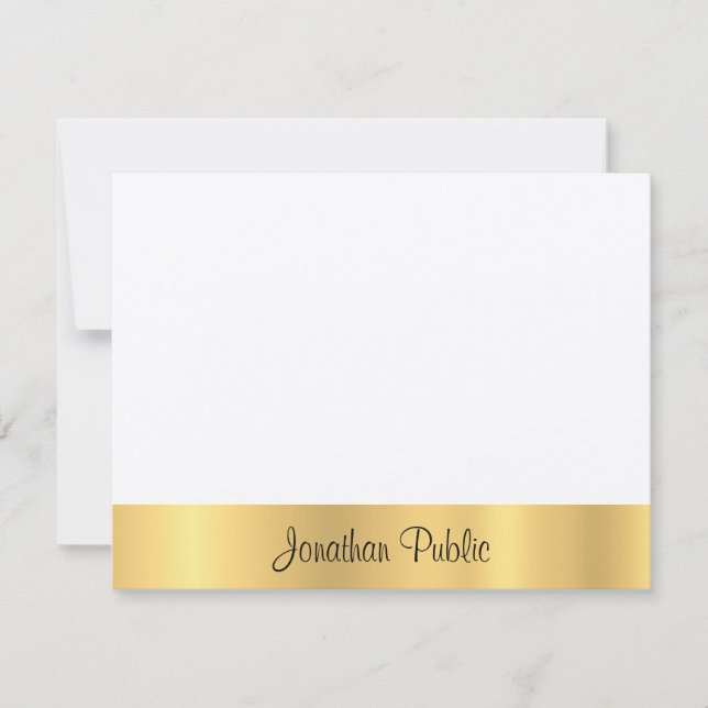 Felt Ecru Modern Elegante Dourado Script Modelo (Frente)